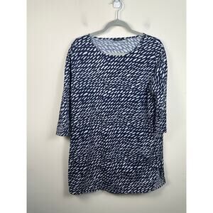 Marimekko Cotton Tunic Navy Lavender Size Medium EUC Printed